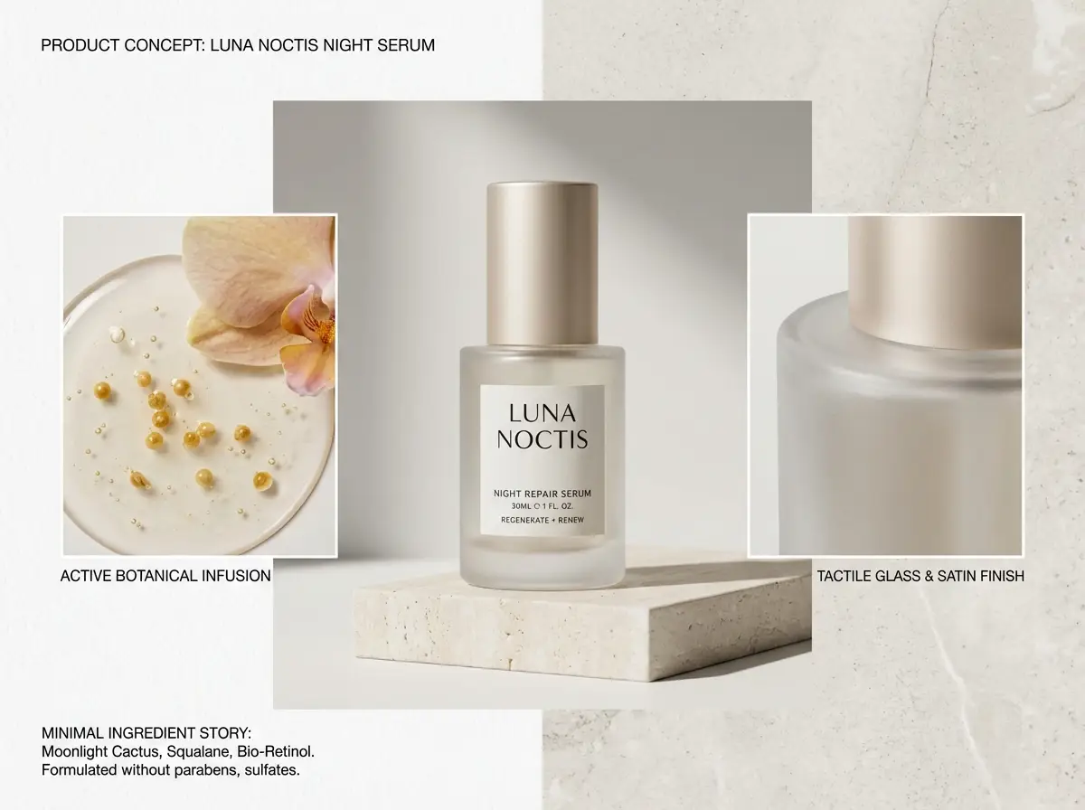 Skincare product board ready to be used as a first frame